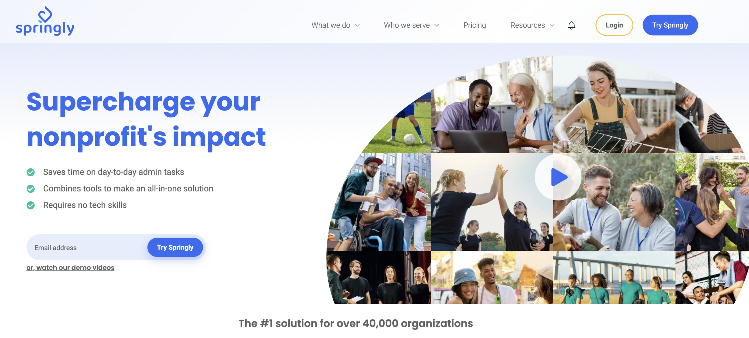 Screenshot of Springly homepage